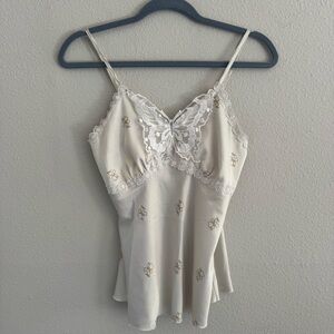 Cream Butterfly Lace Slip Camisole Top